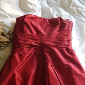 strapless short red dress